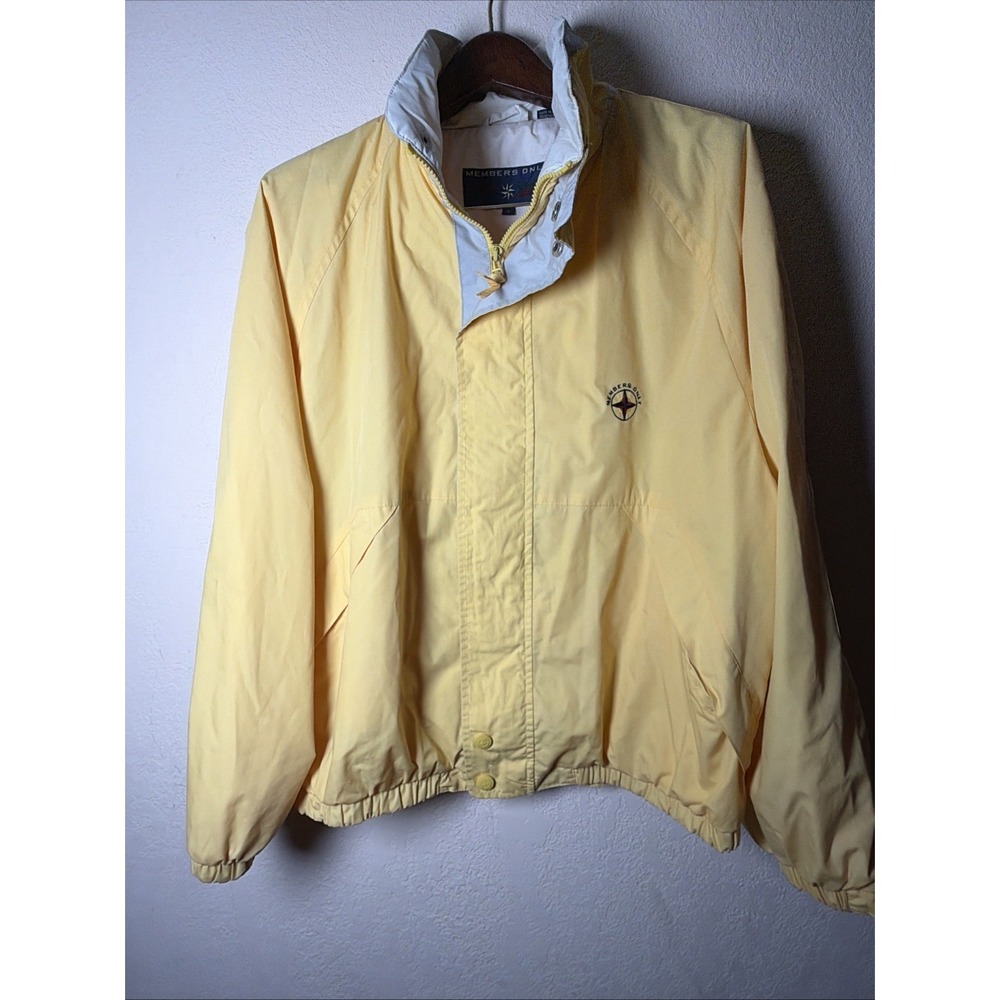 Members Only Windbreaker Full Zip Jacket Mens Large Yellow Embroidered Logo